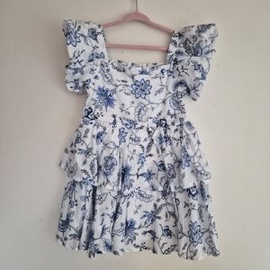 Janie and Jack Blue Floral Ruffle Dress